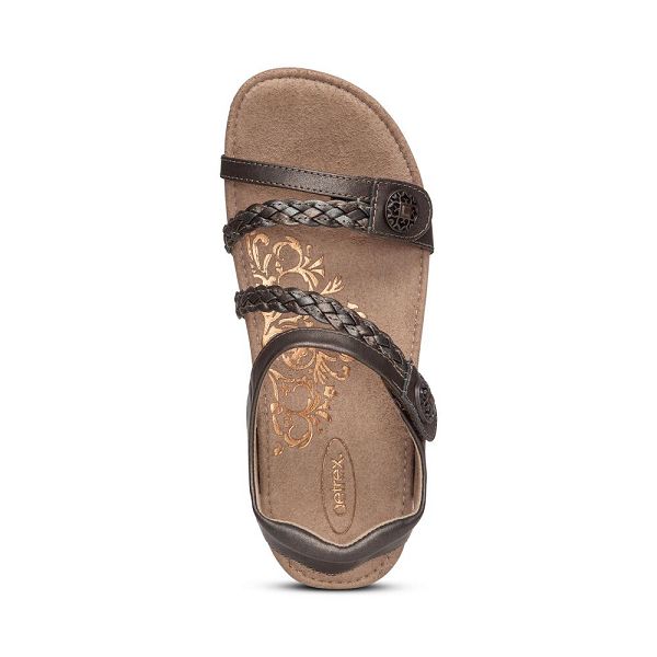 Aetrex Women's Jillian Braided Quarter Strap Sandals - Bronze | USA RJC5WE8